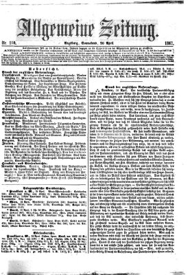 Allgemeine Zeitung Samstag 20. April 1867