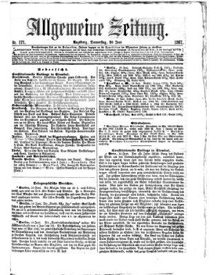 Allgemeine Zeitung Donnerstag 20. Juni 1867