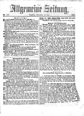 Allgemeine Zeitung Samstag 29. Juni 1867