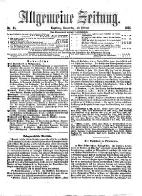 Allgemeine Zeitung Donnerstag 13. Februar 1868