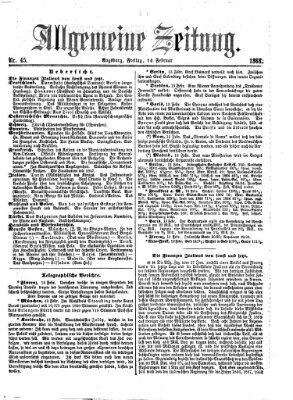 Allgemeine Zeitung Freitag 14. Februar 1868