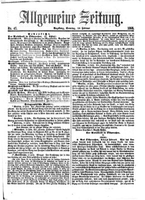 Allgemeine Zeitung Sonntag 16. Februar 1868