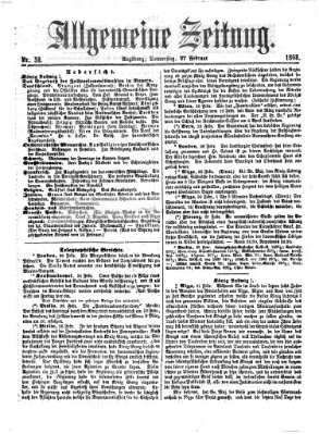 Allgemeine Zeitung Donnerstag 27. Februar 1868