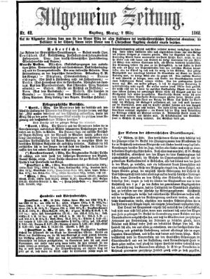 Allgemeine Zeitung Montag 2. März 1868