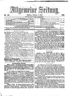 Allgemeine Zeitung Sonntag 19. April 1868