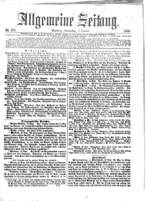 Allgemeine Zeitung Donnerstag 1. Oktober 1868