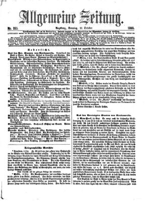 Allgemeine Zeitung Sonntag 11. Oktober 1868