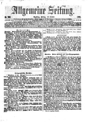 Allgemeine Zeitung Freitag 16. Oktober 1868