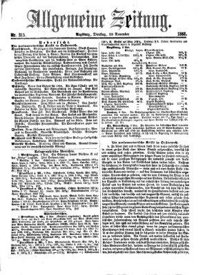 Allgemeine Zeitung Dienstag 10. November 1868