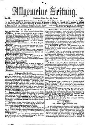 Allgemeine Zeitung Donnerstag 14. Januar 1869