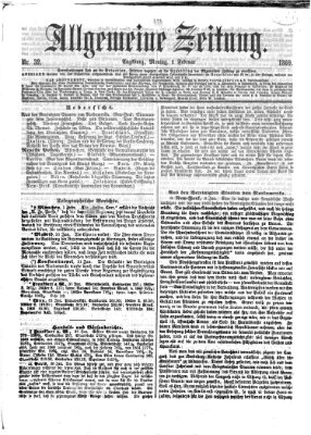 Allgemeine Zeitung Montag 1. Februar 1869