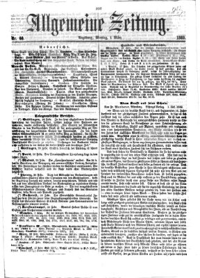 Allgemeine Zeitung Montag 1. März 1869