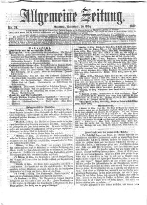 Allgemeine Zeitung Samstag 20. März 1869