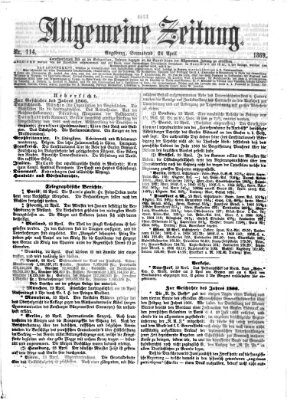 Allgemeine Zeitung Samstag 24. April 1869