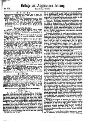 Allgemeine Zeitung Samstag 2. Oktober 1869