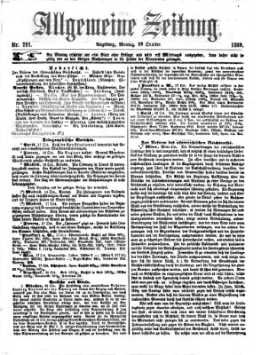 Allgemeine Zeitung Montag 18. Oktober 1869