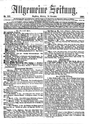 Allgemeine Zeitung Sonntag 14. November 1869