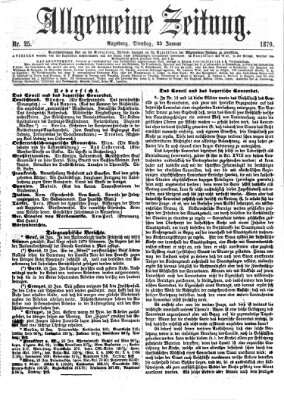 Allgemeine Zeitung Dienstag 25. Januar 1870