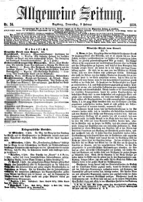 Allgemeine Zeitung Donnerstag 3. Februar 1870