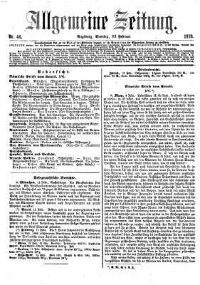 Allgemeine Zeitung Sonntag 13. Februar 1870