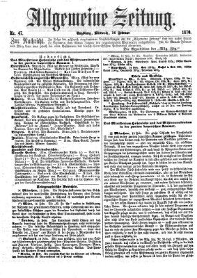 Allgemeine Zeitung Mittwoch 16. Februar 1870