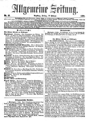 Allgemeine Zeitung Freitag 18. Februar 1870
