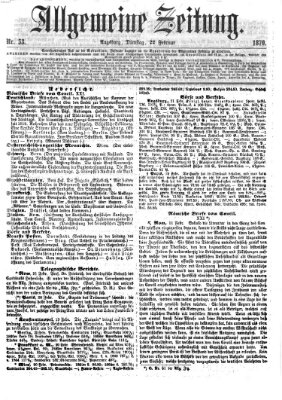 Allgemeine Zeitung Dienstag 22. Februar 1870