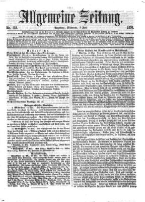 Allgemeine Zeitung Mittwoch 1. Juni 1870