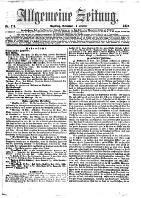 Allgemeine Zeitung Samstag 1. Oktober 1870