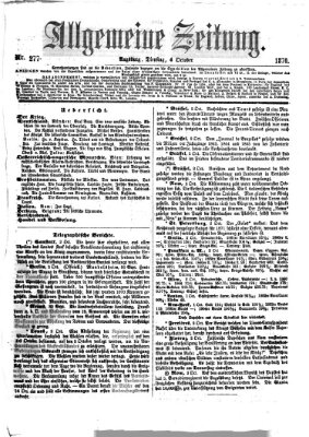 Allgemeine Zeitung Dienstag 4. Oktober 1870