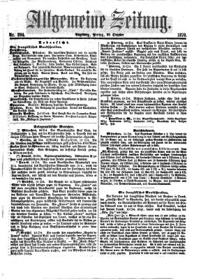 Allgemeine Zeitung Freitag 21. Oktober 1870