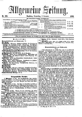 Allgemeine Zeitung Donnerstag 1. Dezember 1870