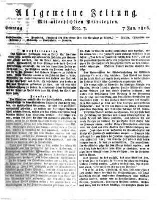 Allgemeine Zeitung Sonntag 7. Januar 1816