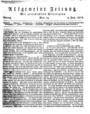 Allgemeine Zeitung Montag 15. Januar 1816