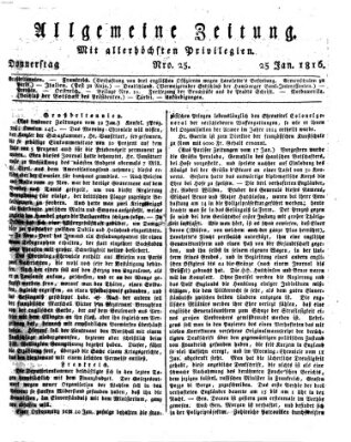 Allgemeine Zeitung Donnerstag 25. Januar 1816