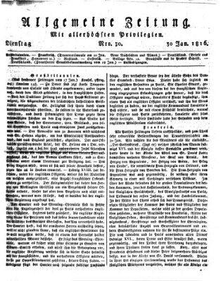 Allgemeine Zeitung Dienstag 30. Januar 1816