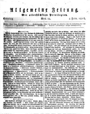 Allgemeine Zeitung Sonntag 4. Februar 1816