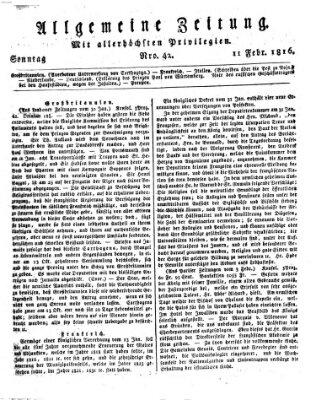 Allgemeine Zeitung Sonntag 11. Februar 1816