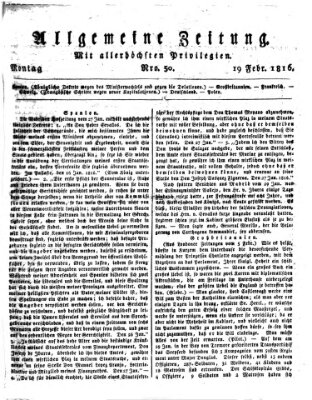 Allgemeine Zeitung Montag 19. Februar 1816