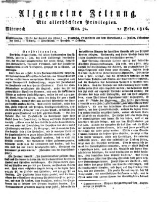 Allgemeine Zeitung Mittwoch 21. Februar 1816