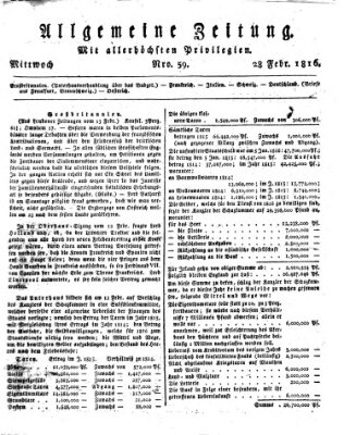 Allgemeine Zeitung Mittwoch 28. Februar 1816