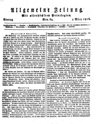 Allgemeine Zeitung Montag 4. März 1816