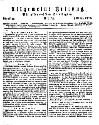 Allgemeine Zeitung Dienstag 5. März 1816