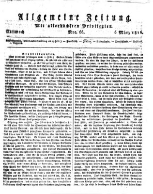 Allgemeine Zeitung Mittwoch 6. März 1816