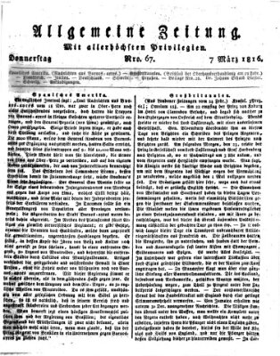 Allgemeine Zeitung Donnerstag 7. März 1816