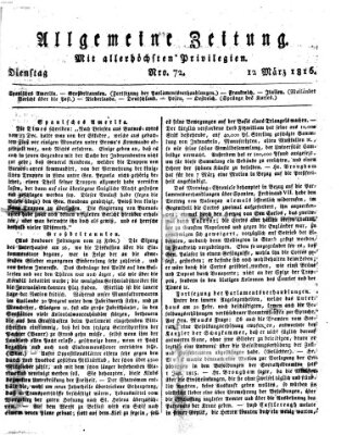 Allgemeine Zeitung Dienstag 12. März 1816