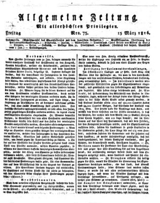 Allgemeine Zeitung Freitag 15. März 1816