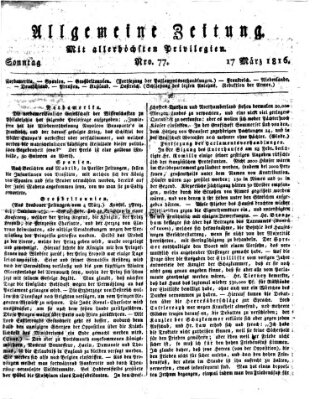 Allgemeine Zeitung Sonntag 17. März 1816