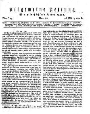 Allgemeine Zeitung Dienstag 26. März 1816