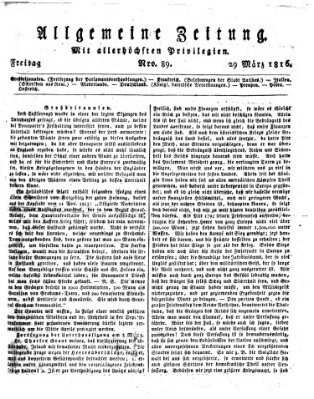 Allgemeine Zeitung Freitag 29. März 1816